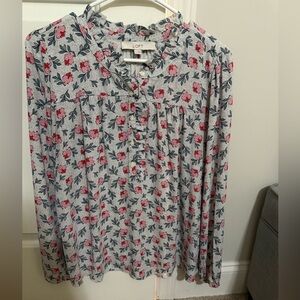 LOFT Floral Print Women's Top - Pink and Blue
